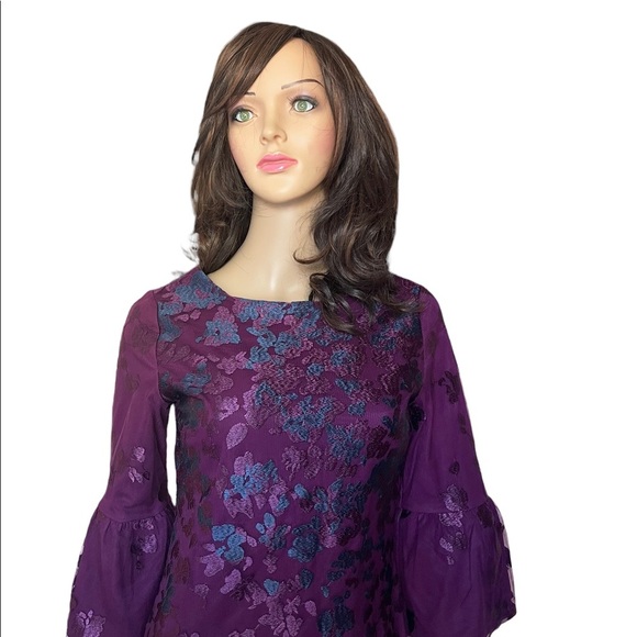 Kari Legerfeld women maroon embroidery floral dress size 0 - Picture 7 of 12